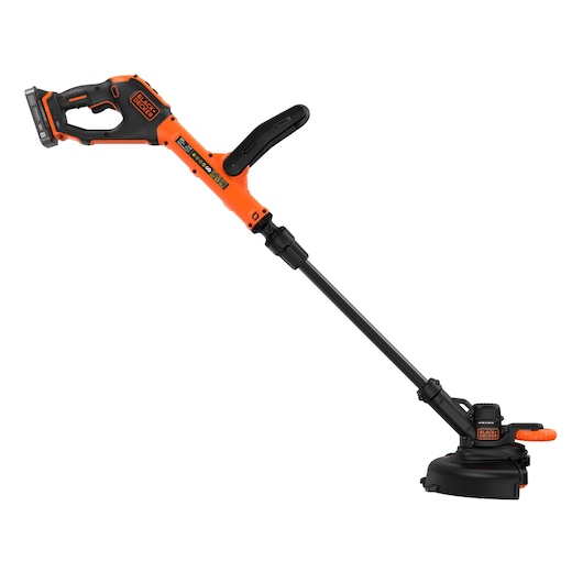 Side view of the BLACK+DECKER® 18V POWERCONNECT™ Cordless STRIMMER® 28cm String Trimmer, facing right.