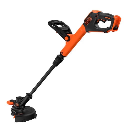 Rear-side view of the BLACK+DECKER® 18V POWERCONNECT™ Cordless STRIMMER® 25cm Blade Trimmer without battery.