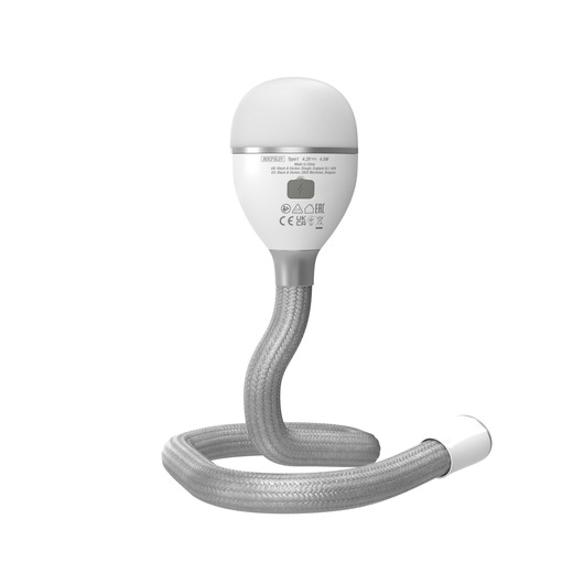 BLACK+DECKER BDCFSL01 flexible silver inspection camera hose, front angle on white background.