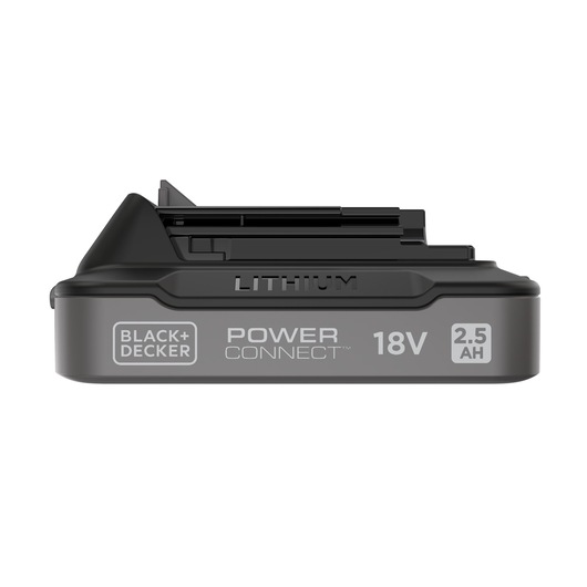 BLACK+DECKER BDL2518S lithium power tool battery 18V 2.5Ah, front view on white background.