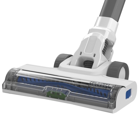 BLACKDECKER BHFEA420J cordless vacuum cleaner head in white and grey, front angle, product photography.