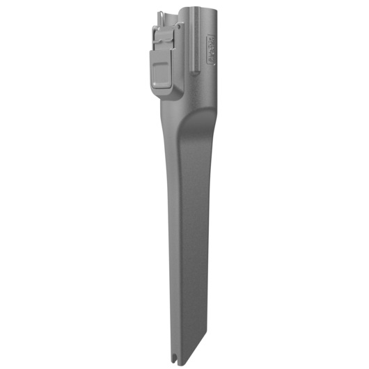 BLACKDECKER BHFEV182C vacuum cleaner crevice tool, grey, photographed on white background, side angle.