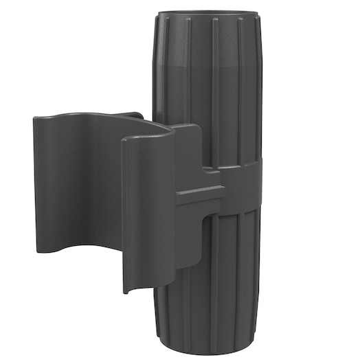 BLACKDECKER BHFEV362DP vacuum accessory holder, black plastic, side angle on white background.