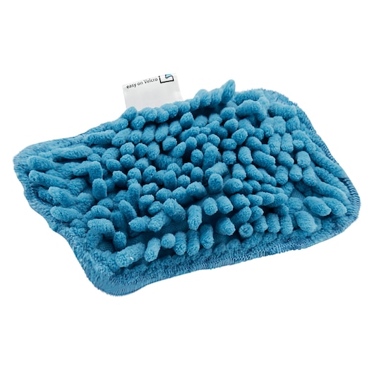 BLACKDECKER BHSM1615DSG blue microfiber mop pad, chenille texture, product angle on white background.