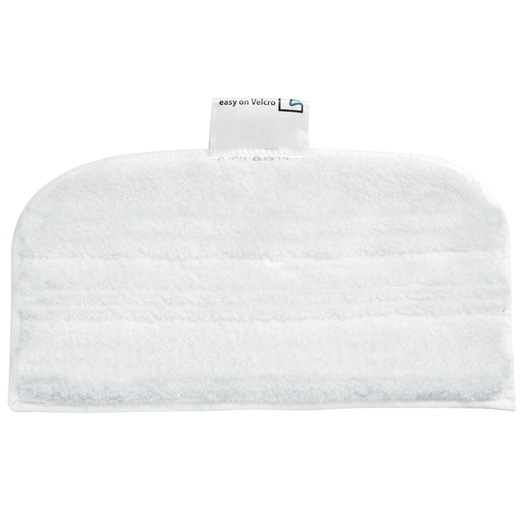 BLACKDECKER BHSM1615DSM white microfiber steam mop pad, front view, rectangular with Velcro tab.