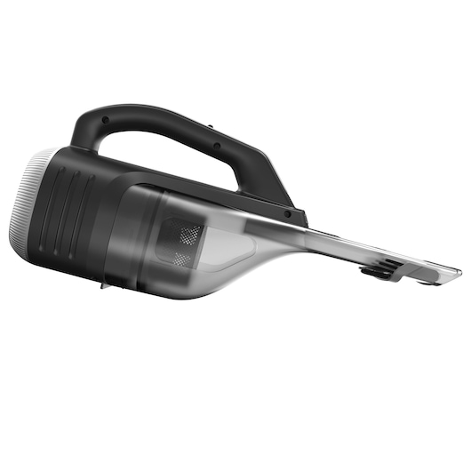 Cordless handheld vacuum cleaner with jack plug and onboard LED