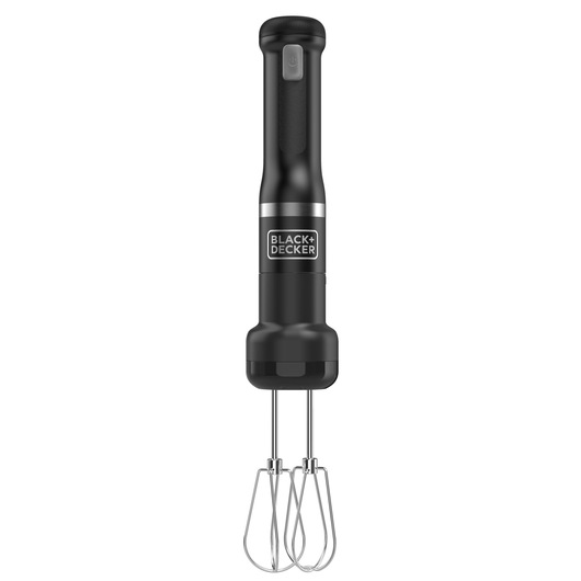Front view of the black BLACK+DECKER Kitchen Wand with hand mixer attachment.