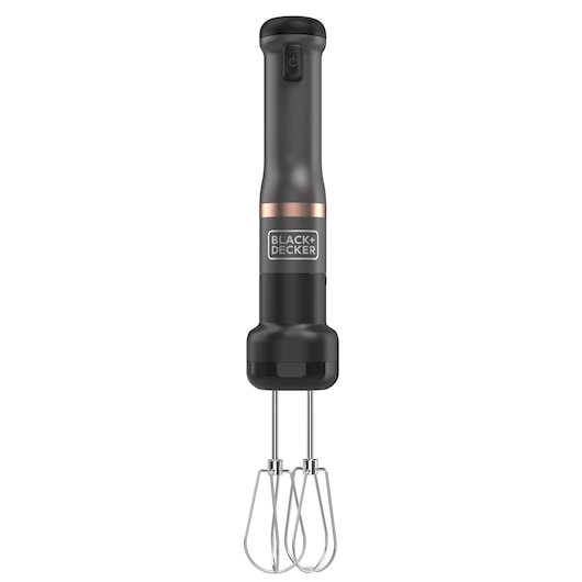 Front view of the grey BLACK+DECKER Kitchen Wand with hand mixer attachment.