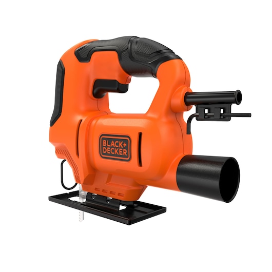 Rear angled view of the BLACK+DECKER 400W Single Speed Compact Jigsaw.
