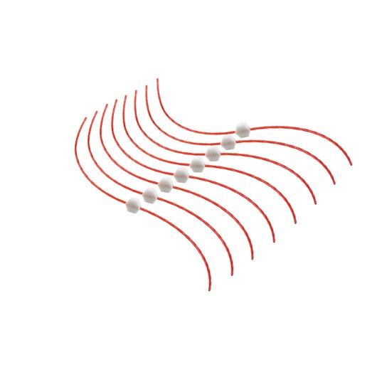 BLACKDECKER GL9035 grass trimmer replacement lines with white caps, set of eight, front angle, white background.