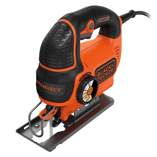 High-angled view of the BLACK+DECKER® 550W AUTOSELECT® Pendulum Jigsaw.