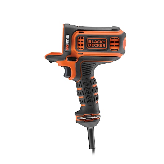 A BLACK+DECKER Multievo MT350k power tool with an orange and black design, shown against a white background.