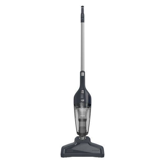 BLACKDECKER NSVA315J stick vacuum, dark gray, upright front angle on white background.