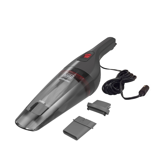 BLACKDECKER NVB12AVA handheld car vacuum with cord, two nozzle attachments, photo on white background