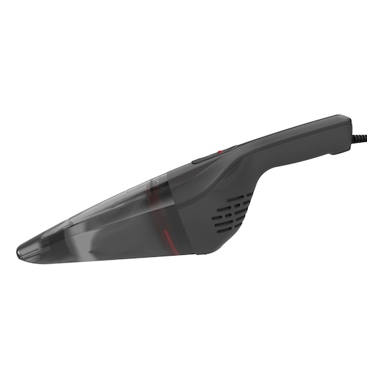 BLACKDECKER NVB12AVA handheld vacuum cleaner, black and grey, left-side view on white background.