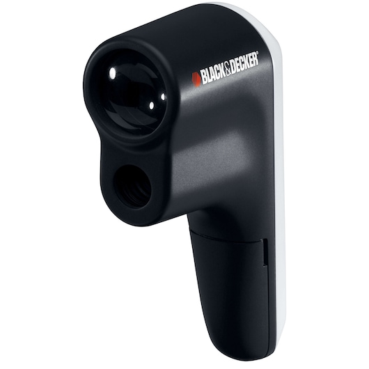 BLACK+DECKER TLD100 thermal leak detector, black handheld device, angled on white background.
